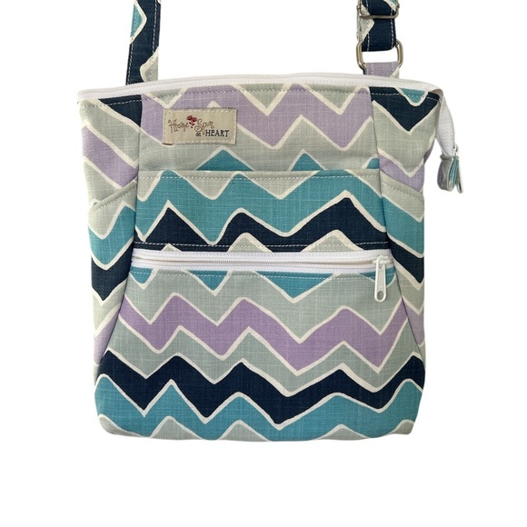 Home Spun at Heart Handbags - Chevron Crossbody Bag - Blue, Purple, and Gray by Home Spun at Heart
